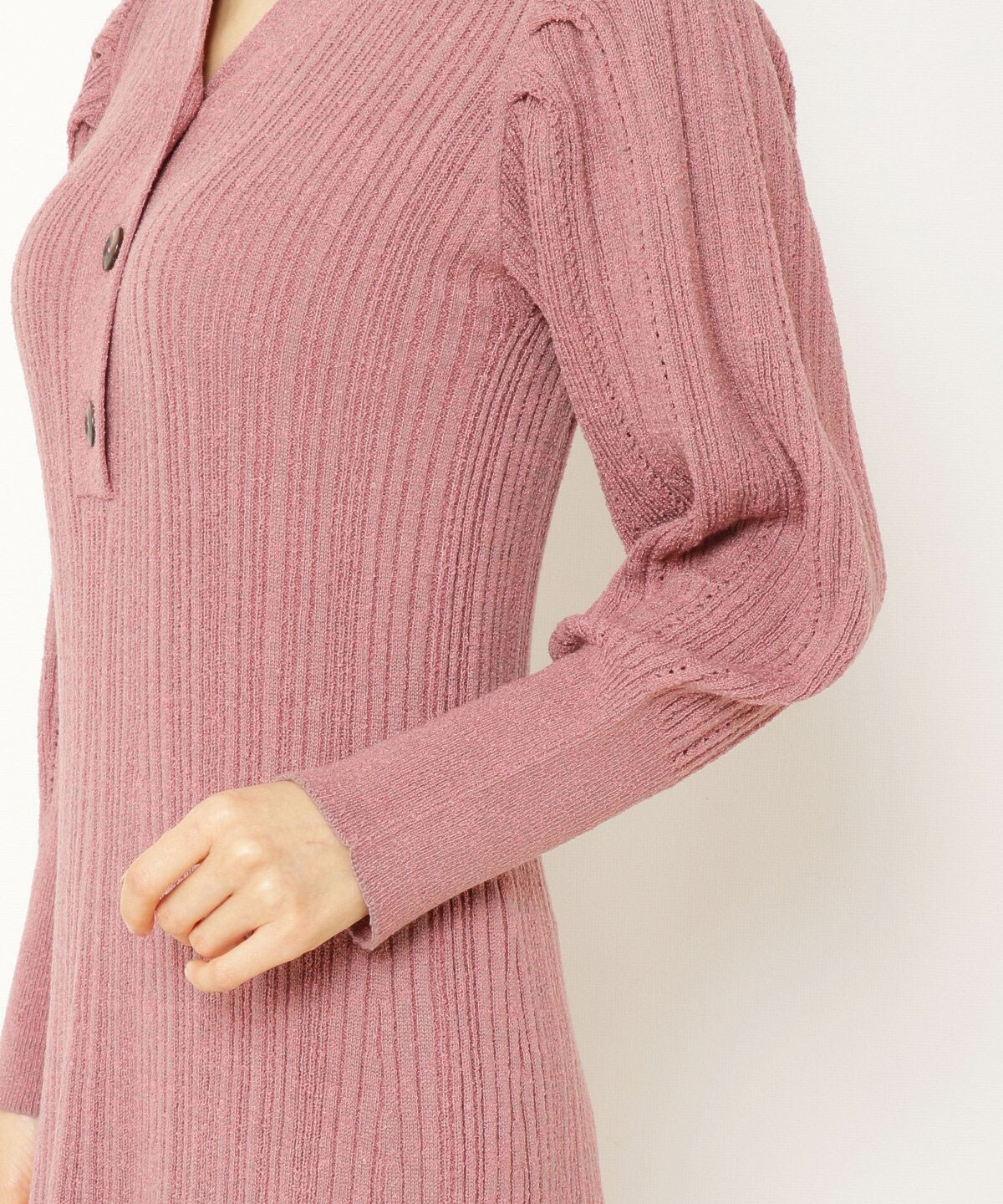 ヘンリーネックニットワンピース M ピンク Swingle 公式オンラインショップ バーンデストローズ