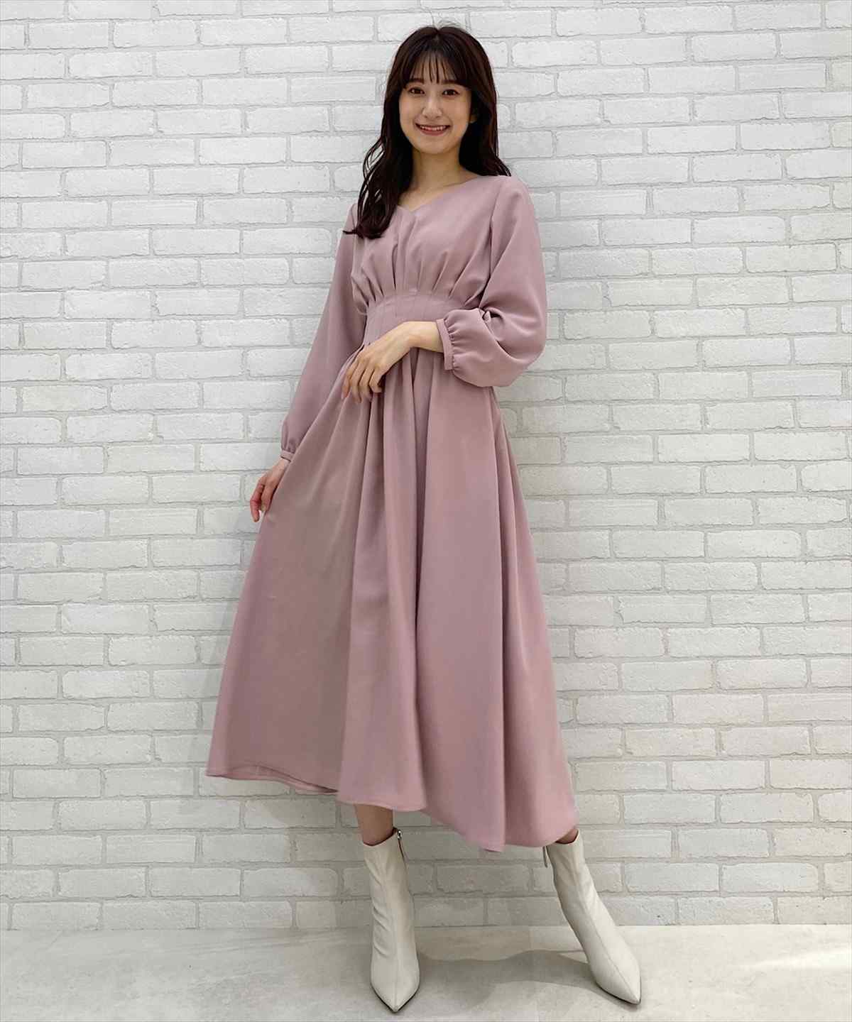 ウエストタックワンピース M ピンク Swingle 公式オンラインショップ バーンデストローズ