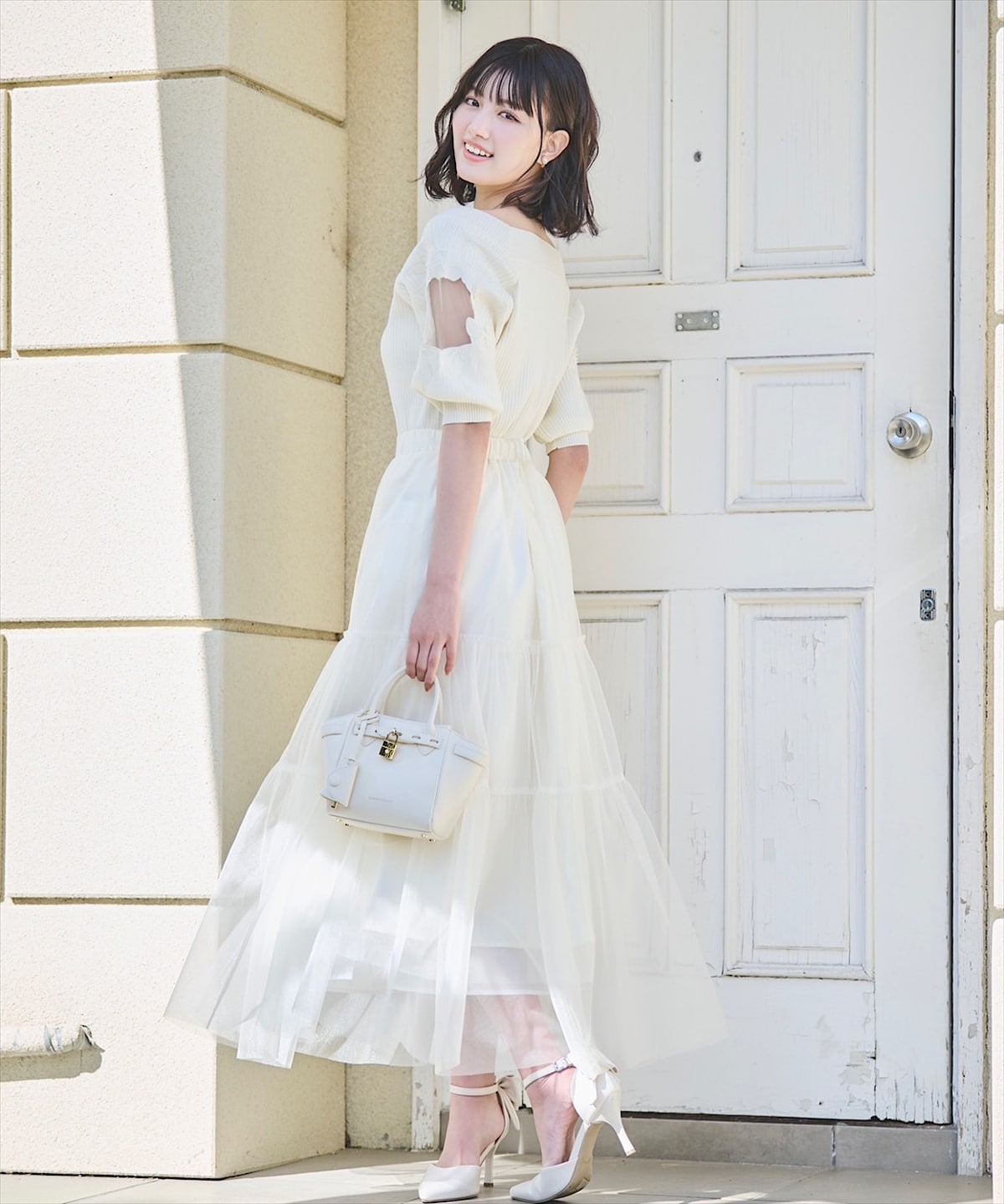 ブライトチュールレイヤードスカート