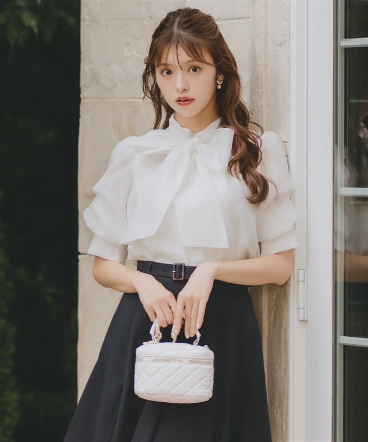 タックスリーブシアーボウタイブラウス