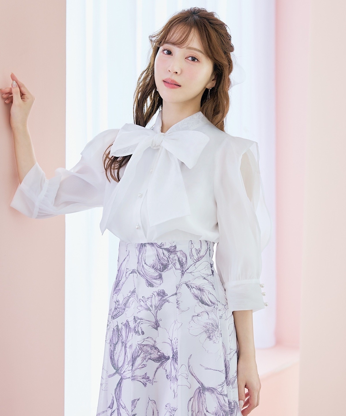 オリジナルシアースモーキーフラワーフレアスカート