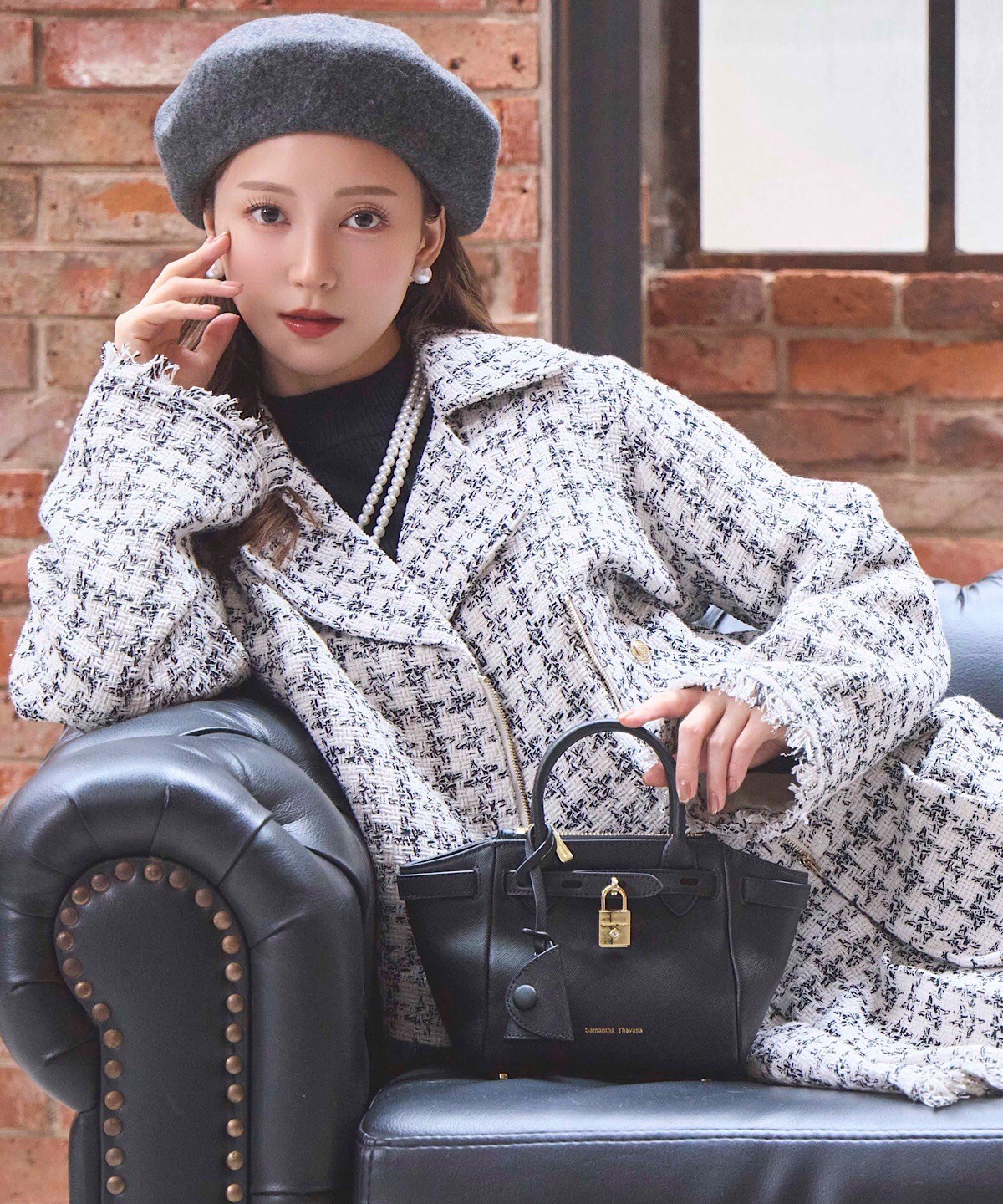 千鳥MIXツイードブルゾン