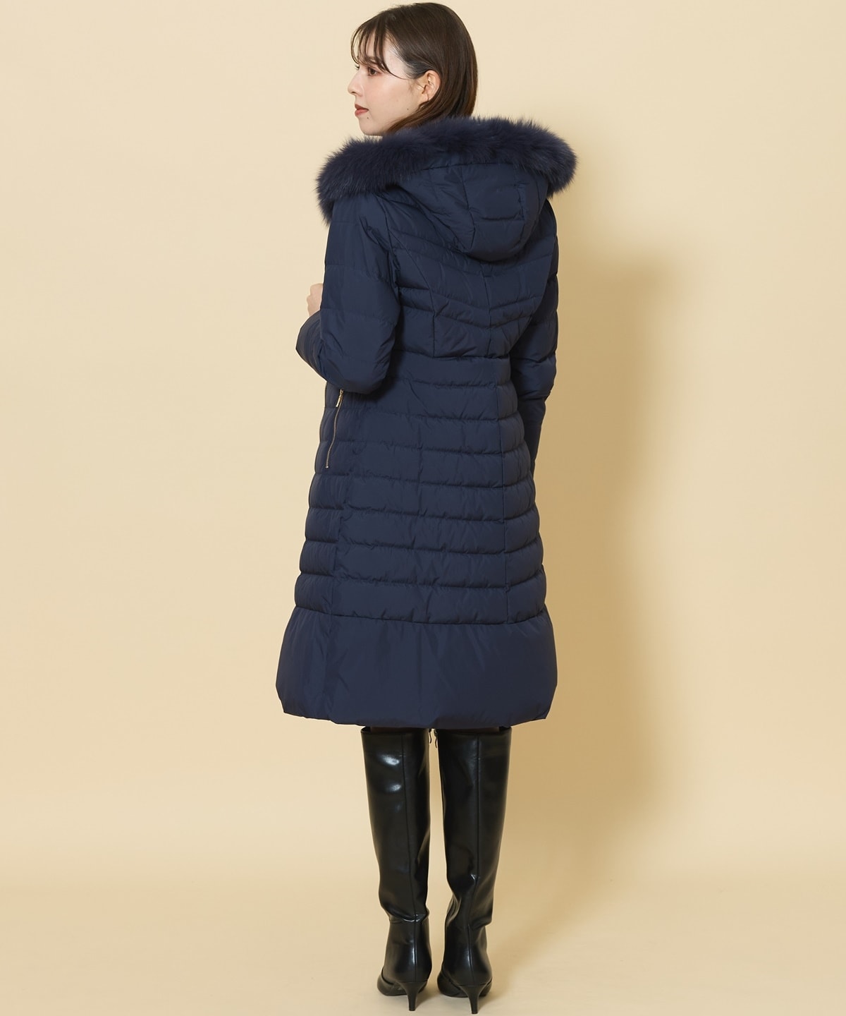 FOXファー付エレガンスロングダウンコート