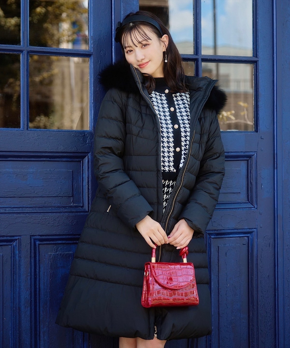 FOXファー付エレガンスロングダウンコート