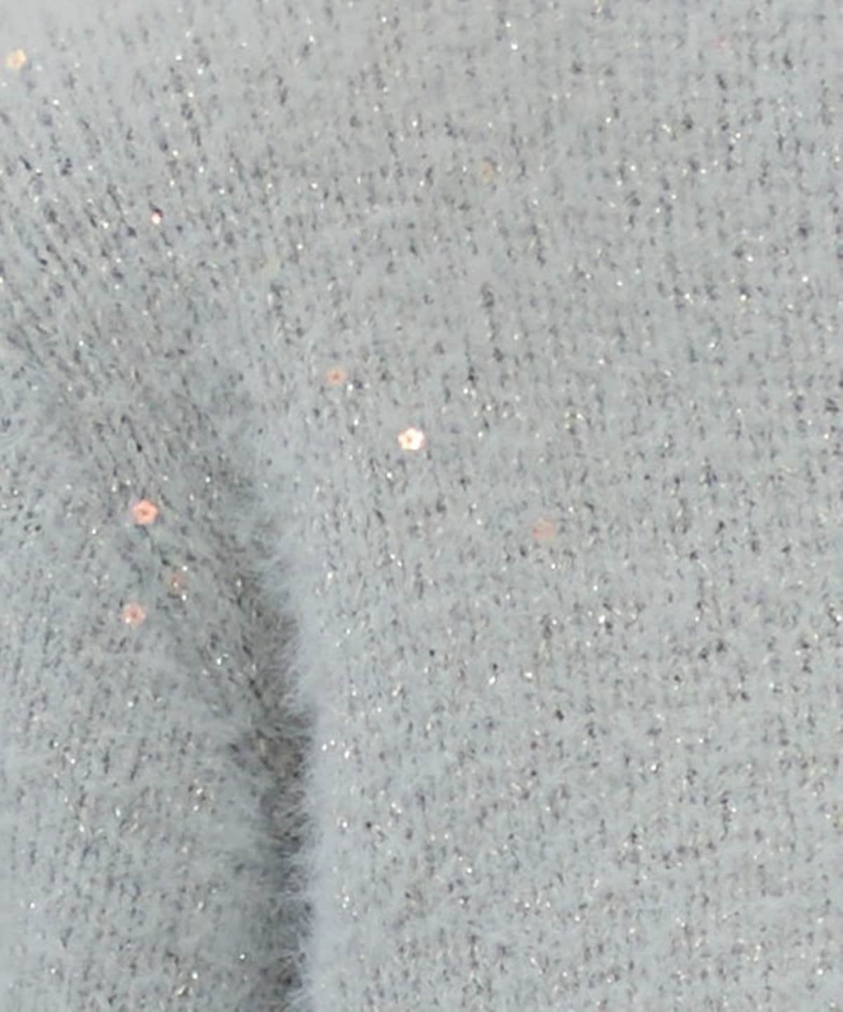 Vネックミニフラワースパンコールニットプルオーバー