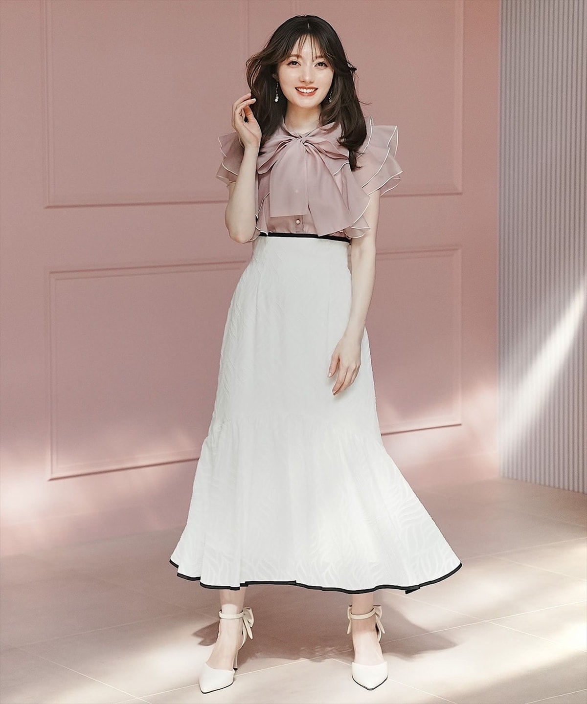 リーフオパールパイピングティアードスカート