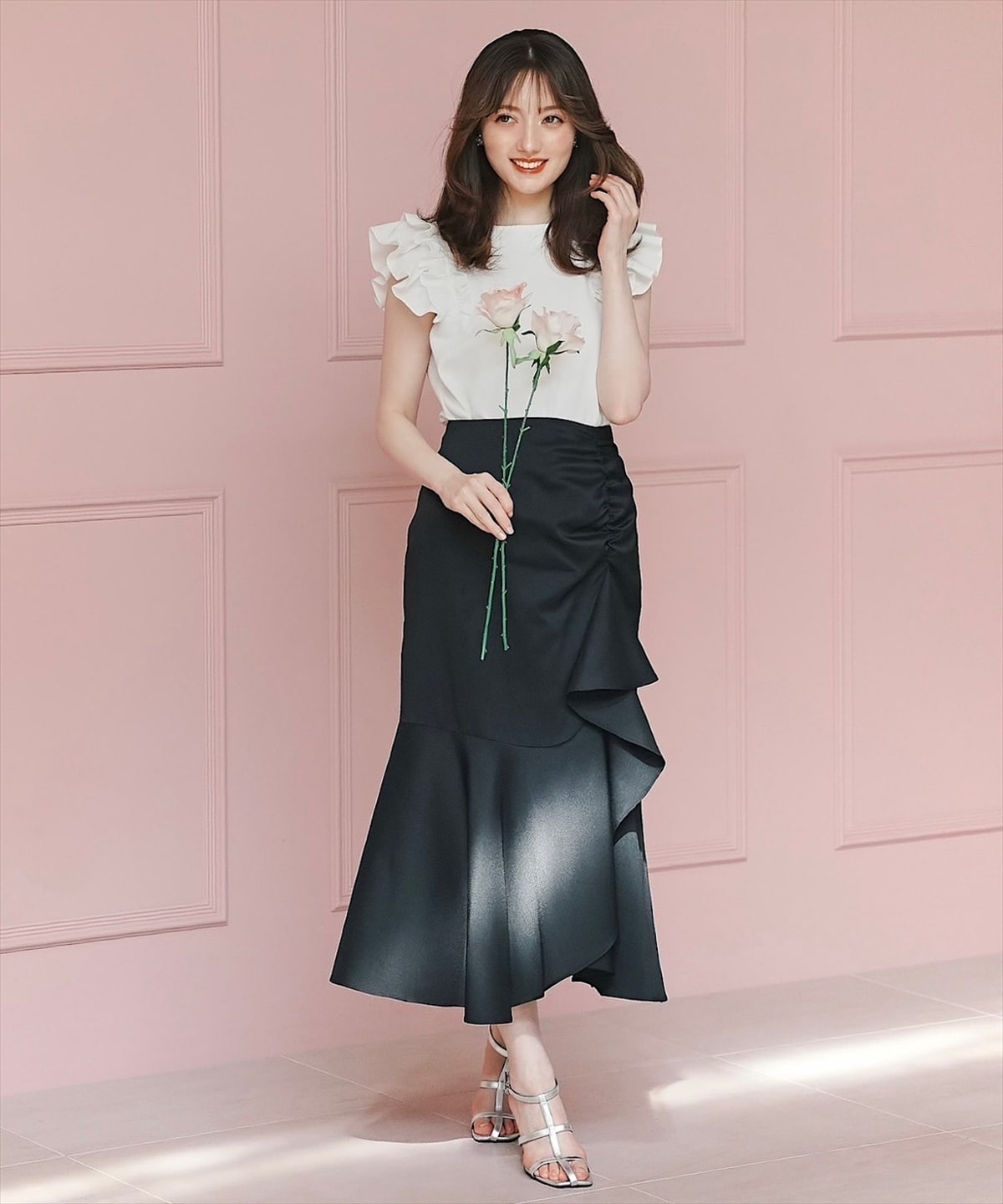 シャーリングフリルマーメイドスカート