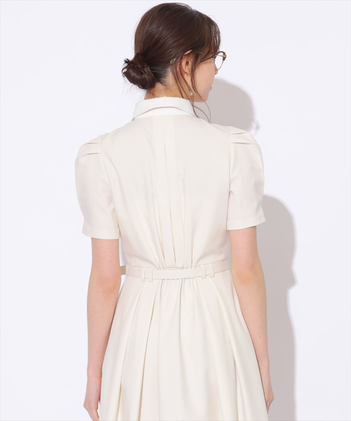 サマーツイードバイカラー衿ハーフスリーブワンピース