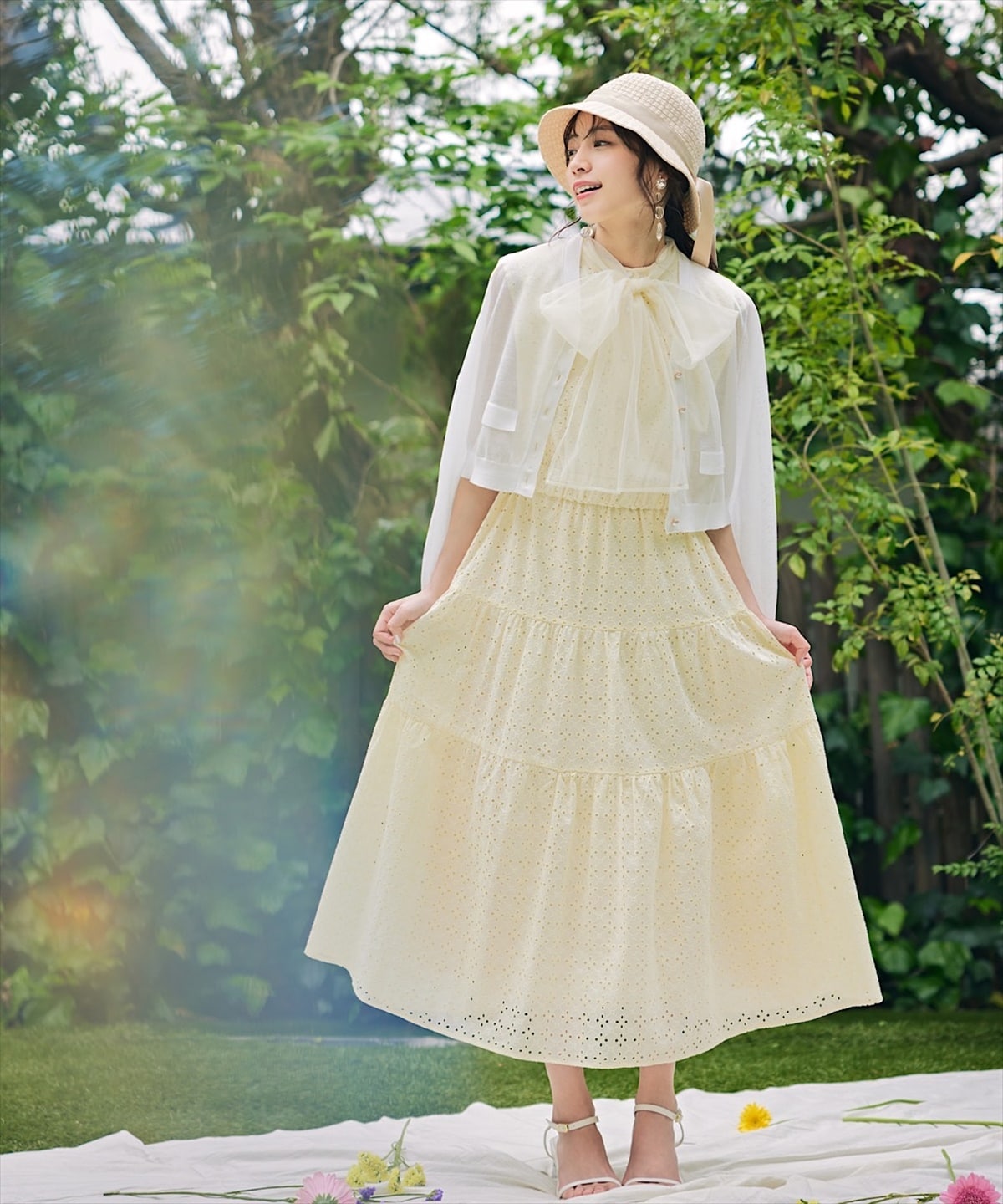 Vネックラメシアーフラップニットカーディガン