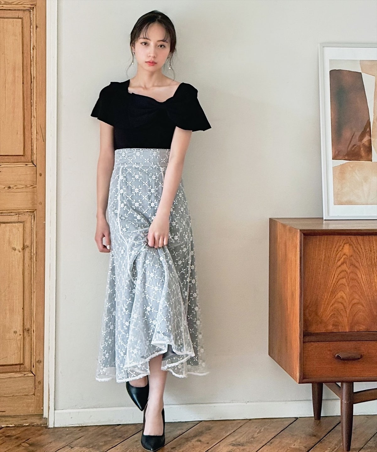 リボンディテールニットプルオーバー