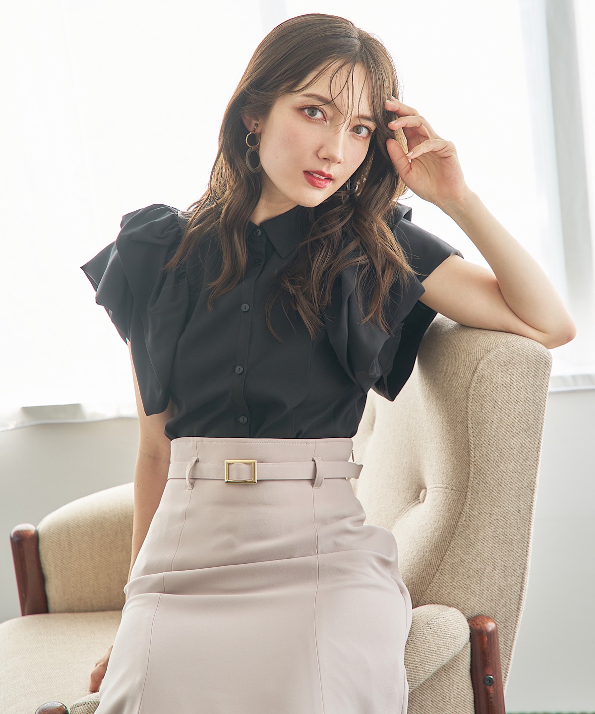 【日本製】ベルト付きマーメイドスカート