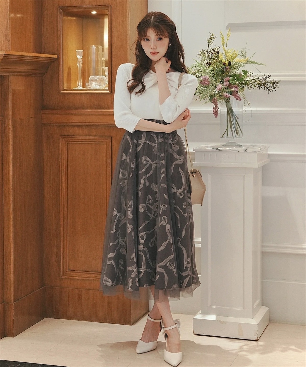 リボンデコレーションドッキングワンピース