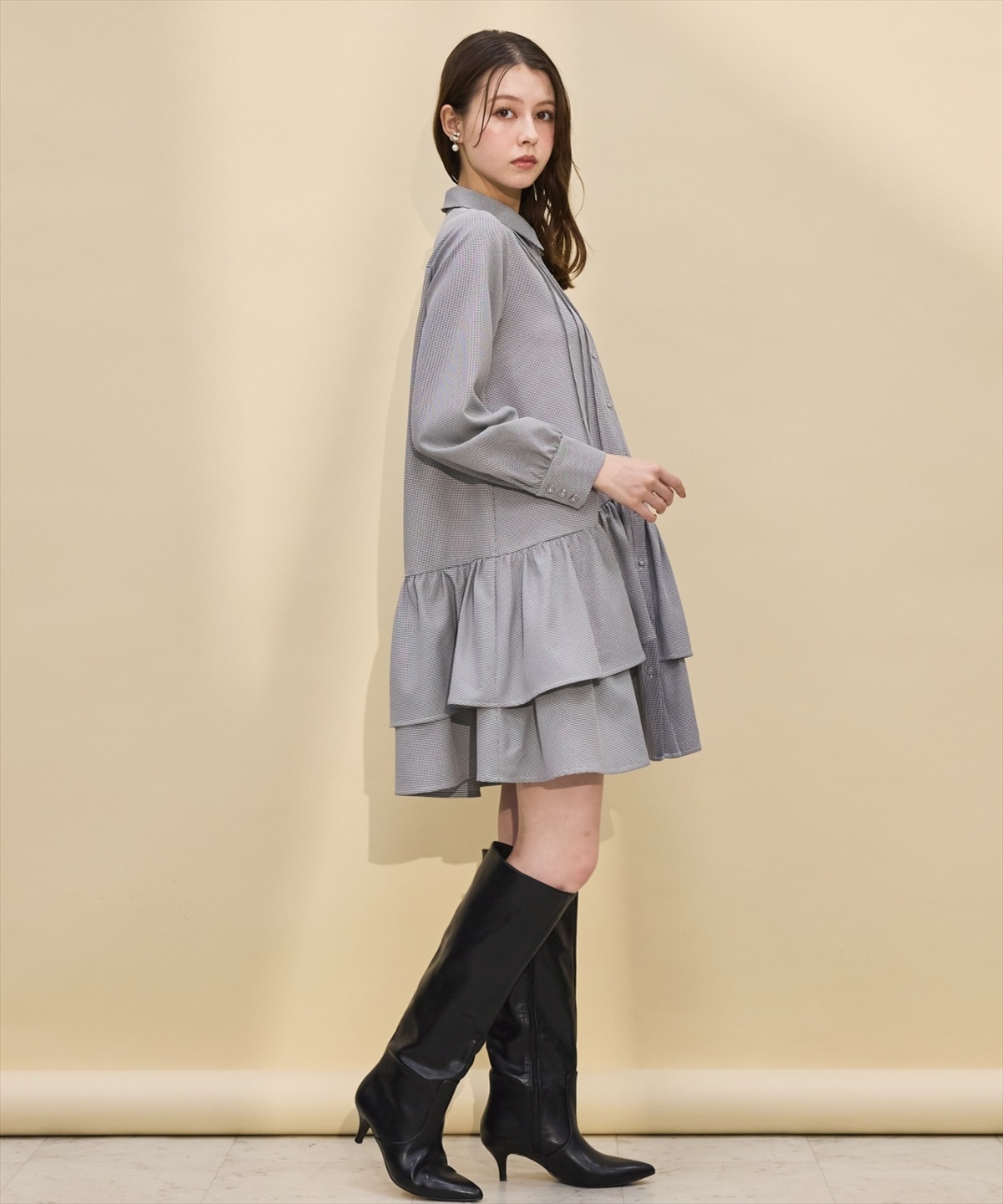 【再入荷】ティアードシャツワンピース