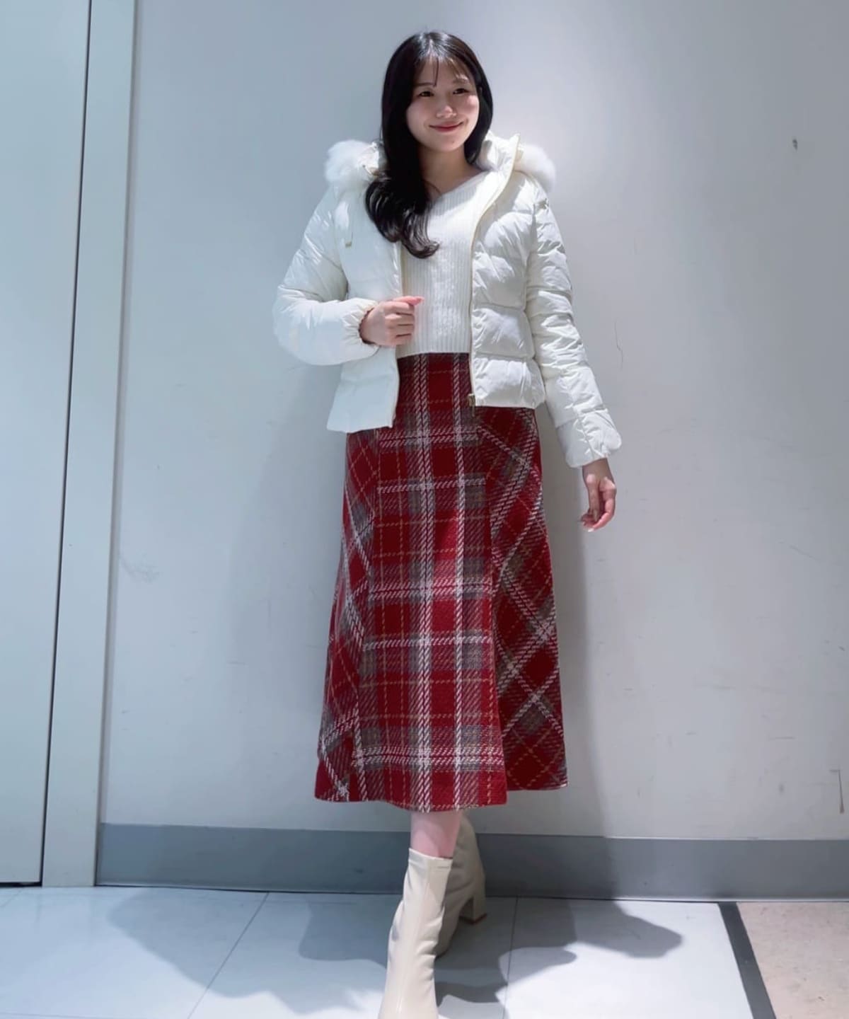 フォックスファー付ショートダウン