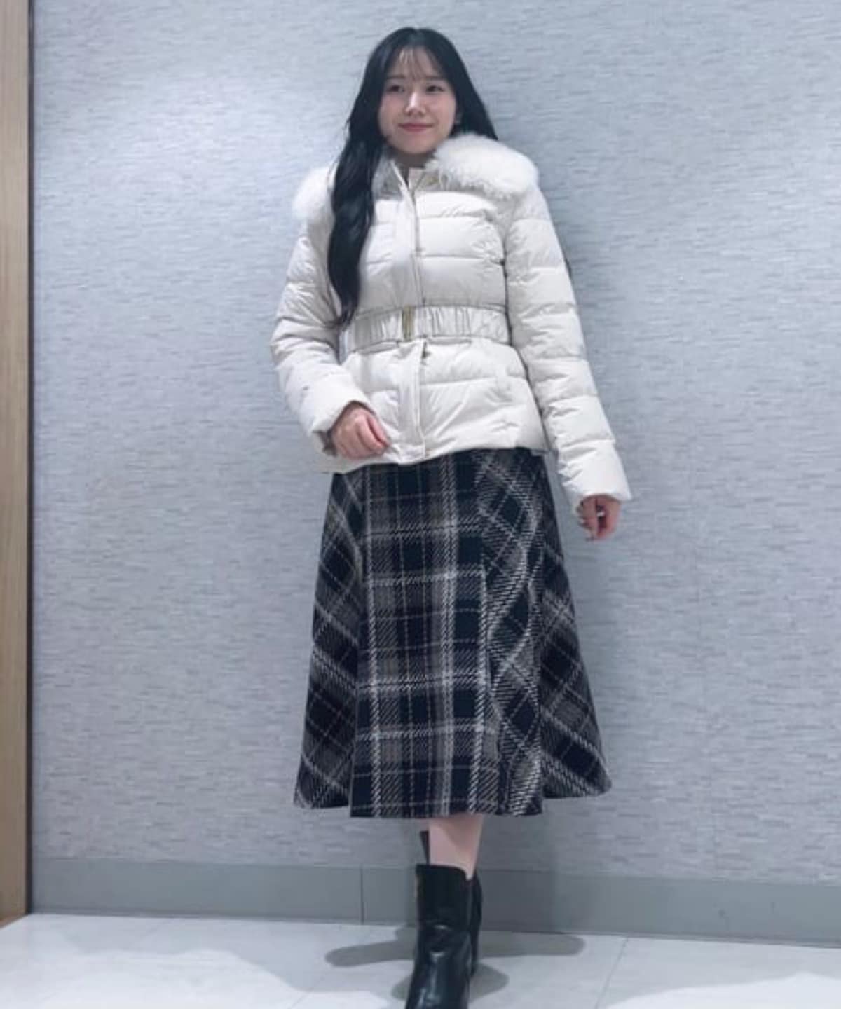 ベルト付エコファー襟ショートダウン