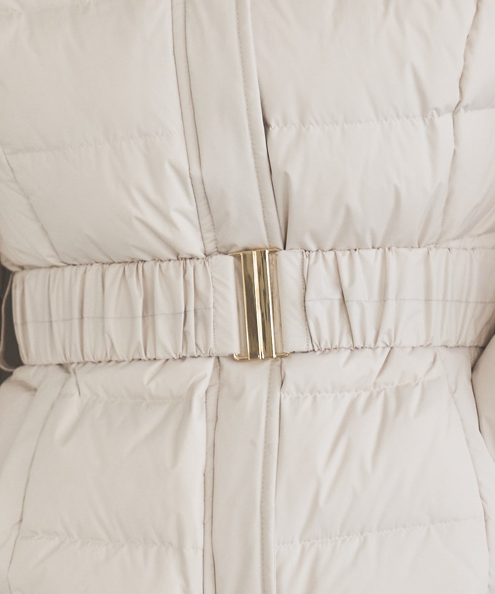 ベルト付エコファー襟ショートダウン