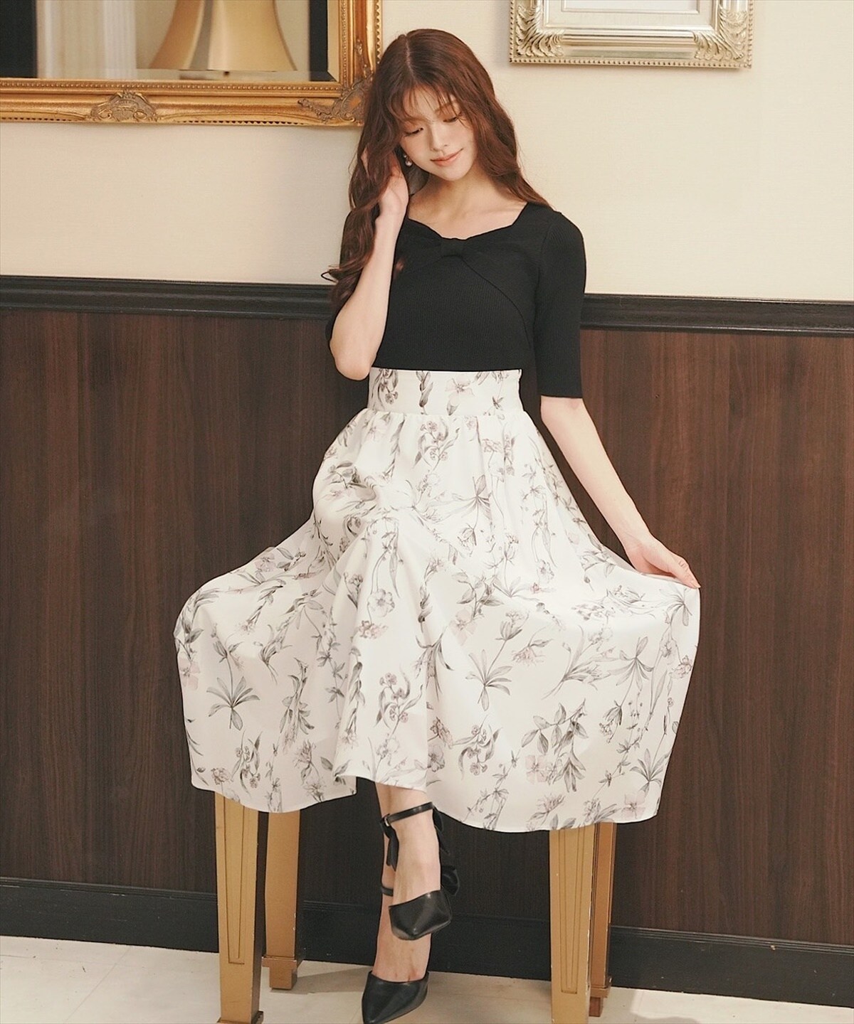 2WAYリボンリブニットプルオーバー