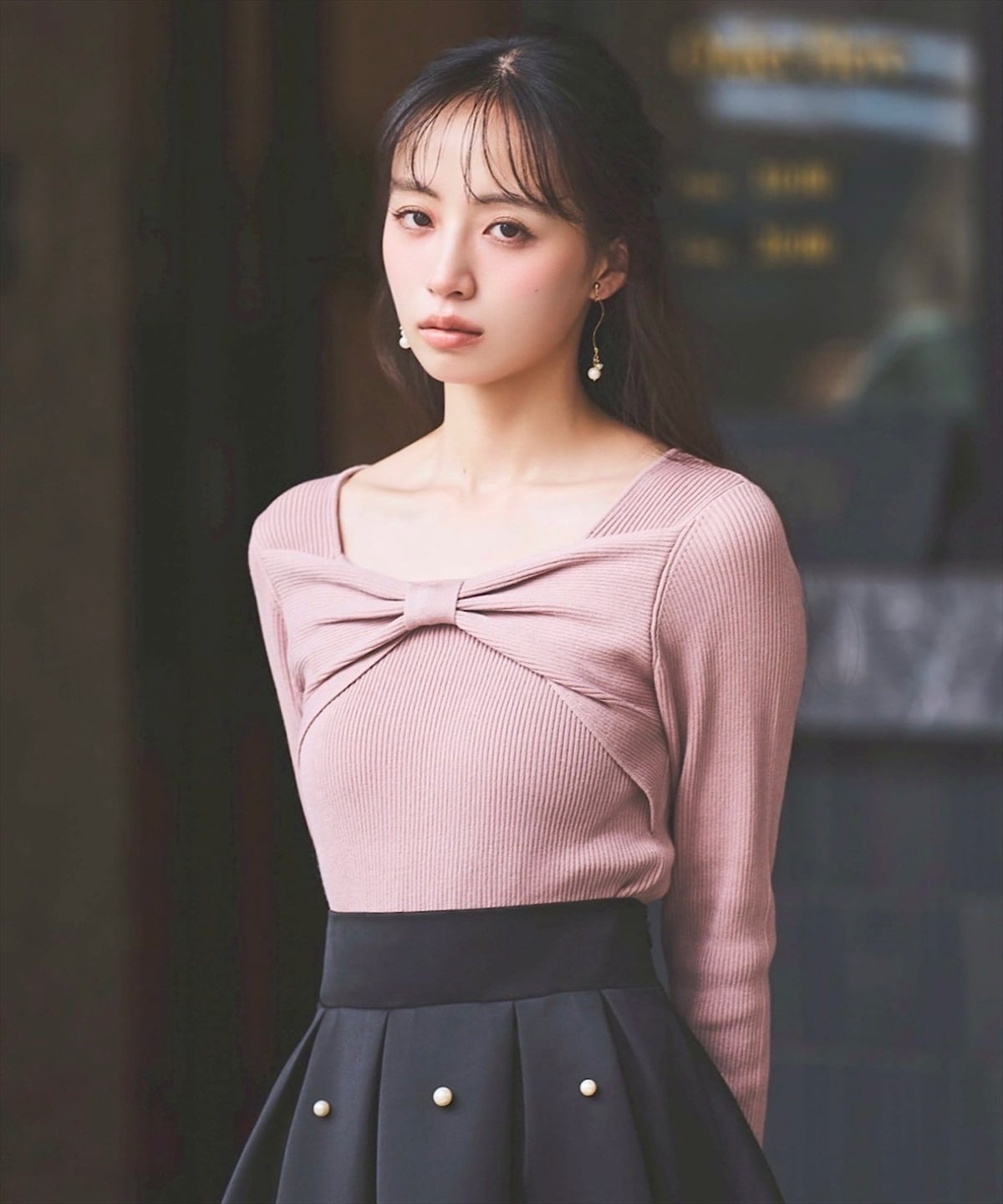 2WAYリボンリブニット