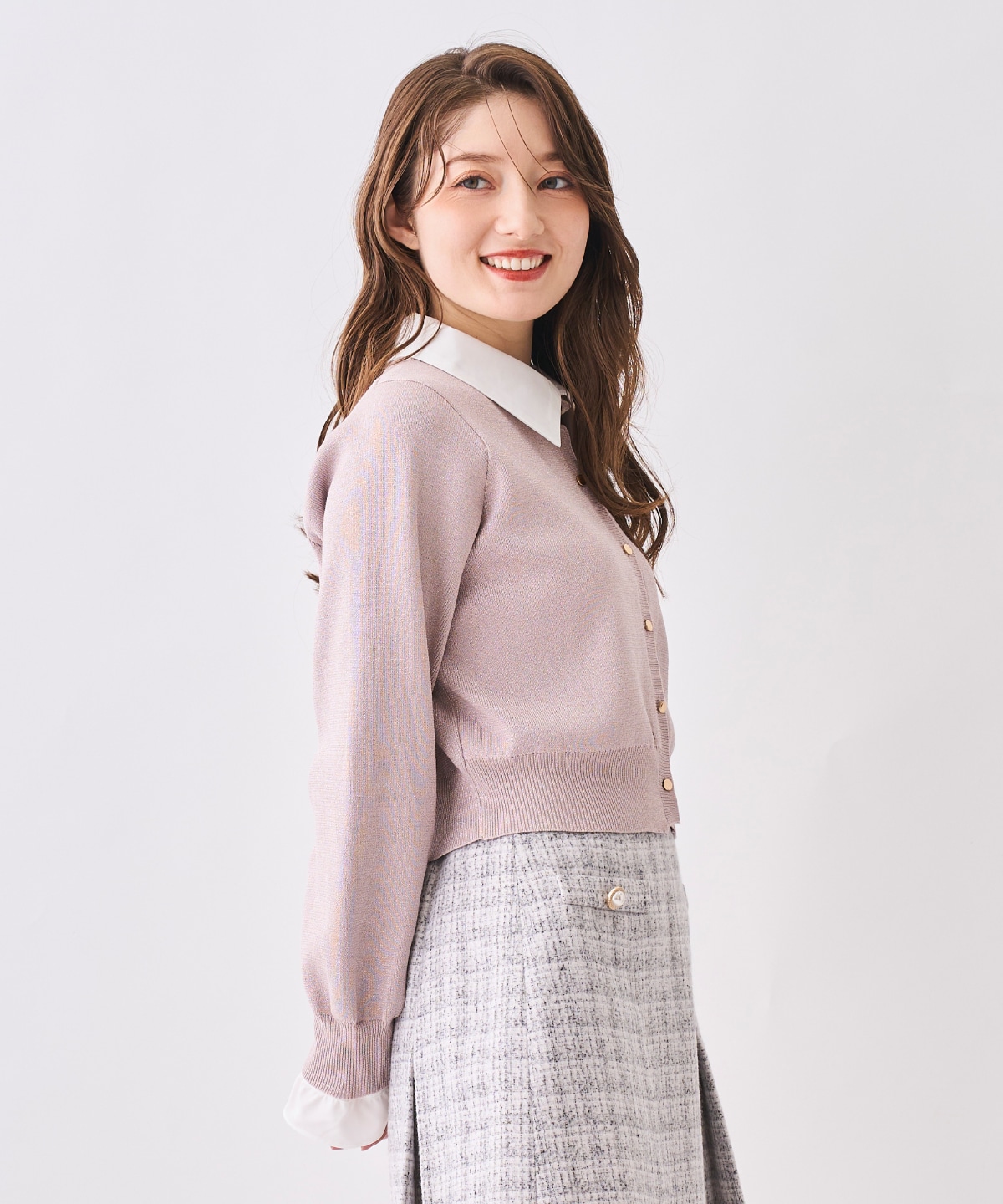 【12/5(Fri)発売開始】襟付きラメニットカーディガン