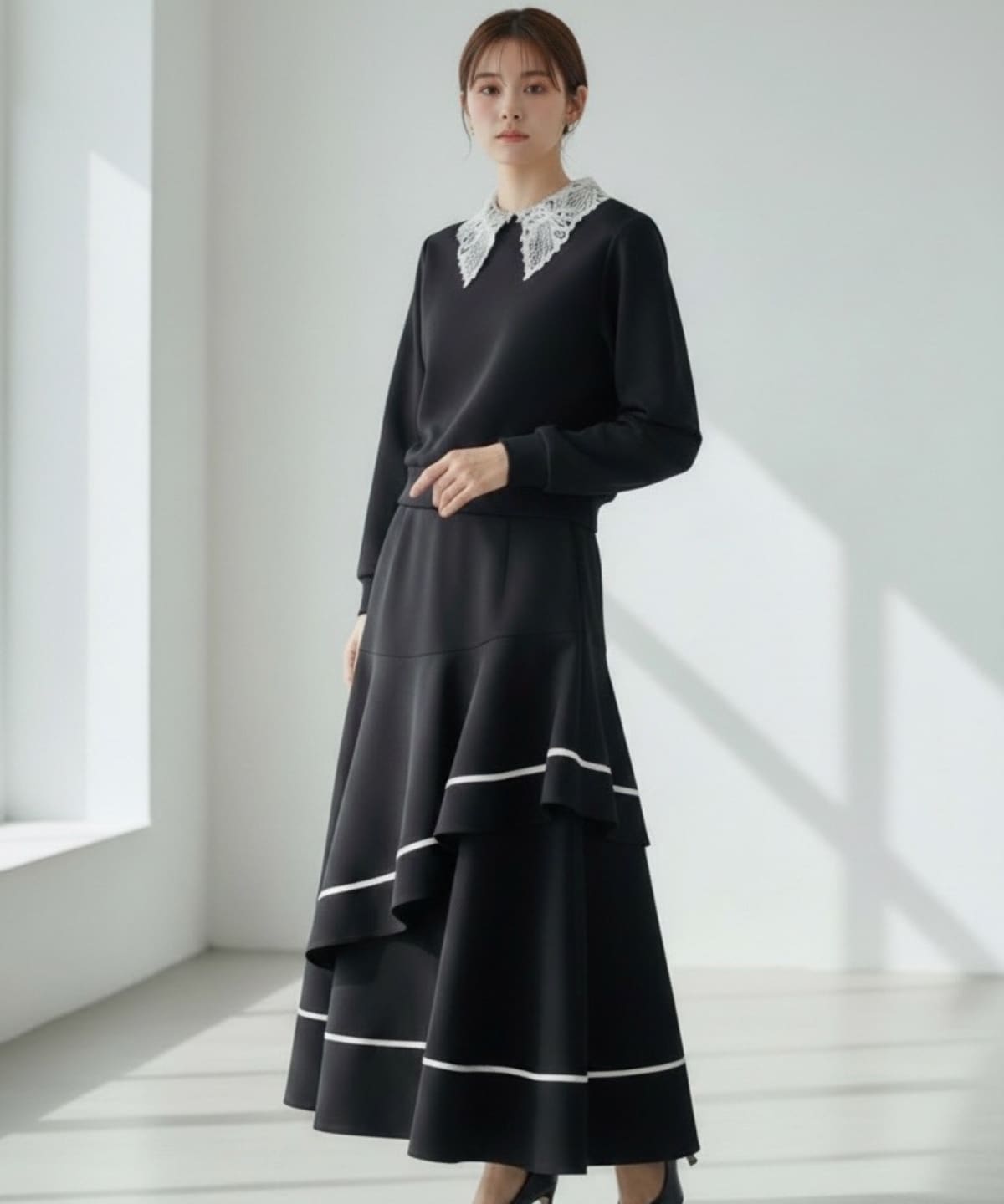 【2/6(Fri)発売】配色ヘムラインフレアスカート