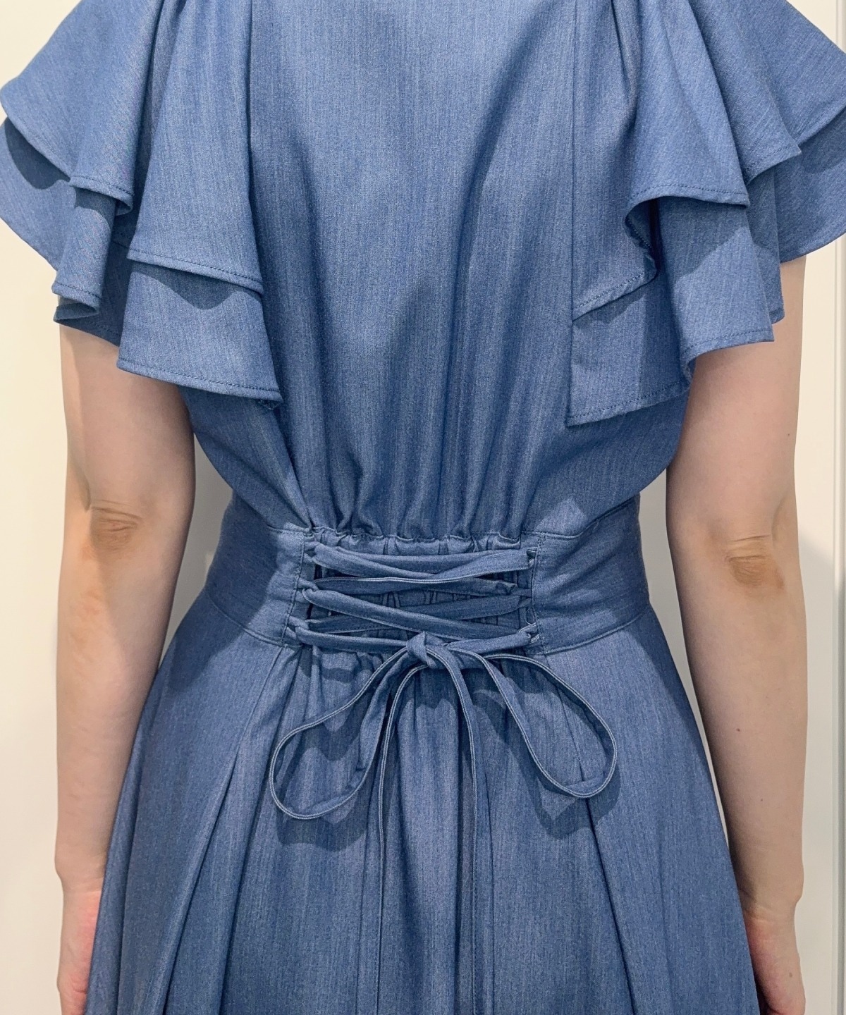 【4/24(Fri)発売】袖フリルデニムフレアワンピース