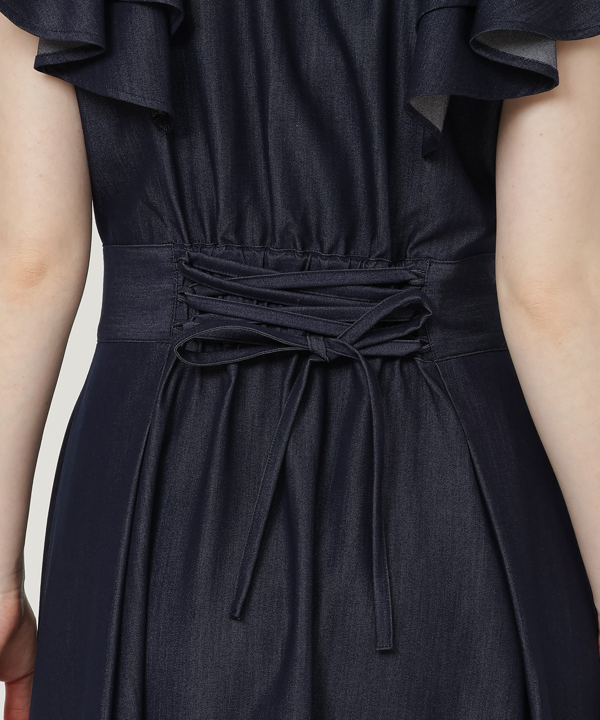 【4/24(Fri)発売】袖フリルデニムフレアワンピース