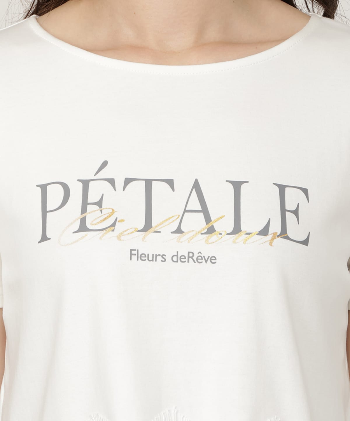 すそレースロゴプリントTシャツ