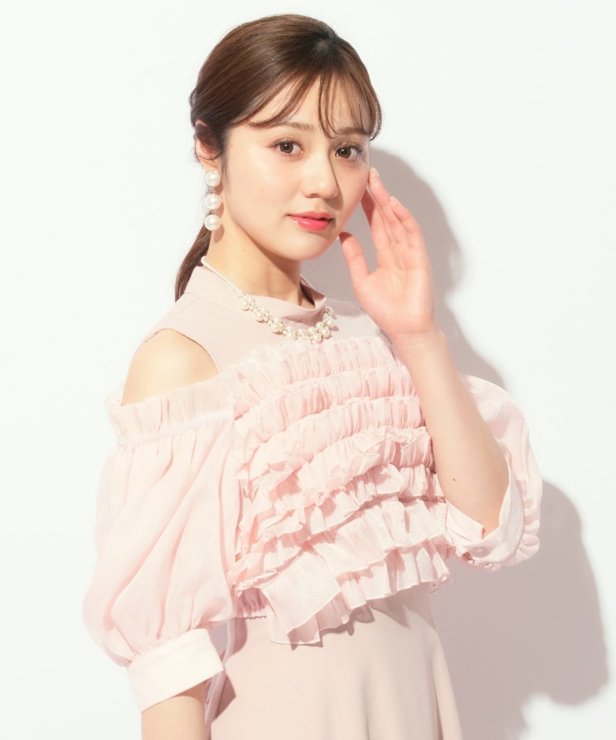 オフショル袖ボリュームドレス