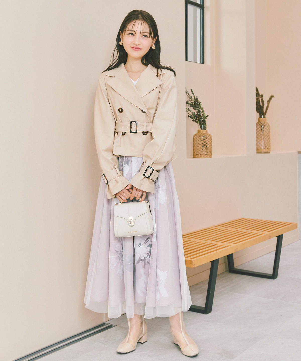 ギャザー袖ショートトレンチ