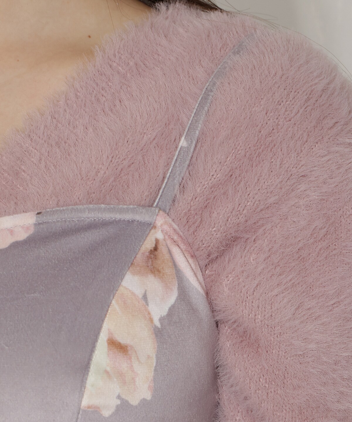 シャギーニット×フレアワンピース