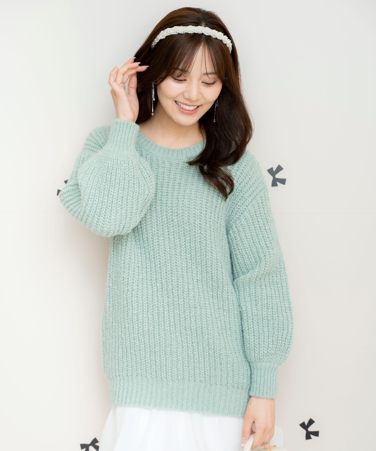 ニットプルオーバー×バルーンスカートセット