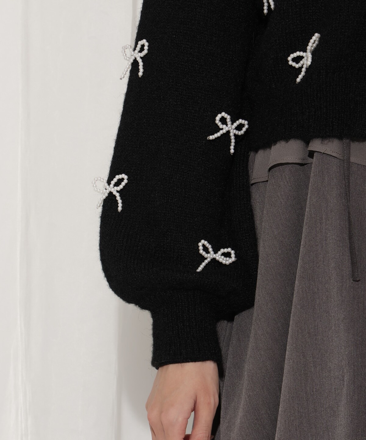 リボンパーツ付きカーディガン