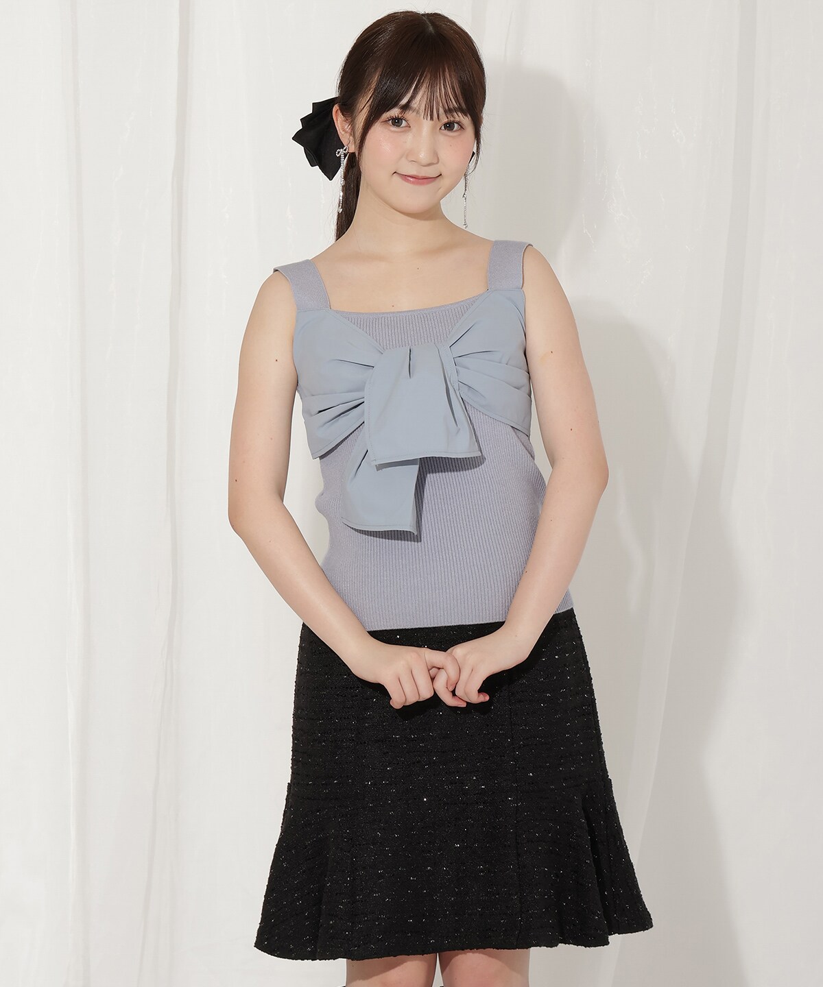 フリルカーディガン×リボンキャミセット