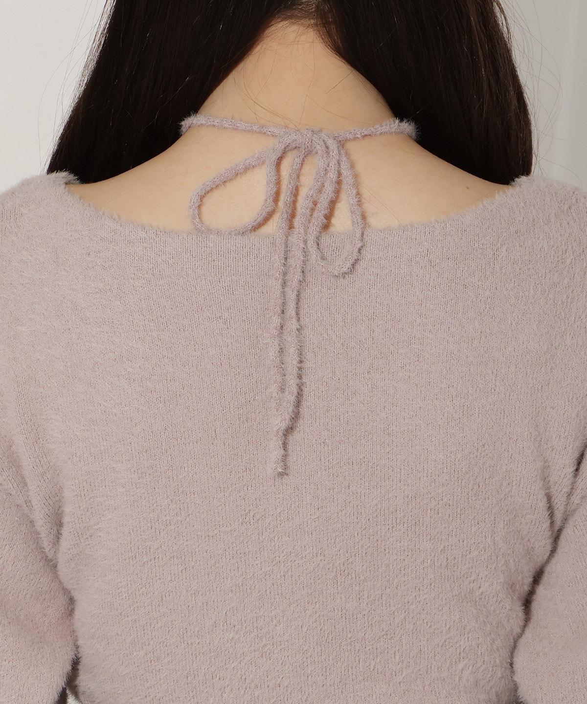 クロスネックカシュクールフェザーニット