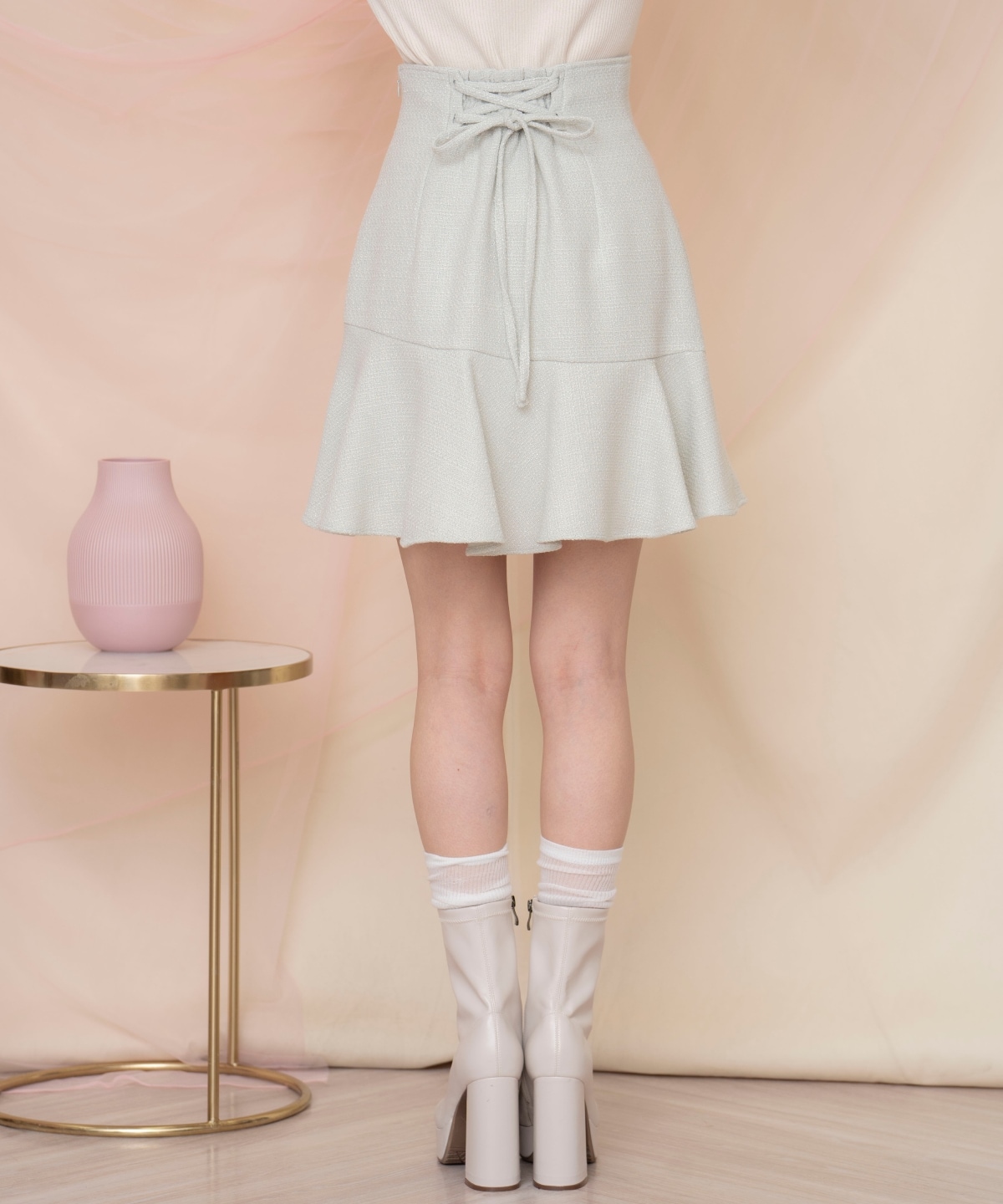 アシメヘムツイードミニスカート