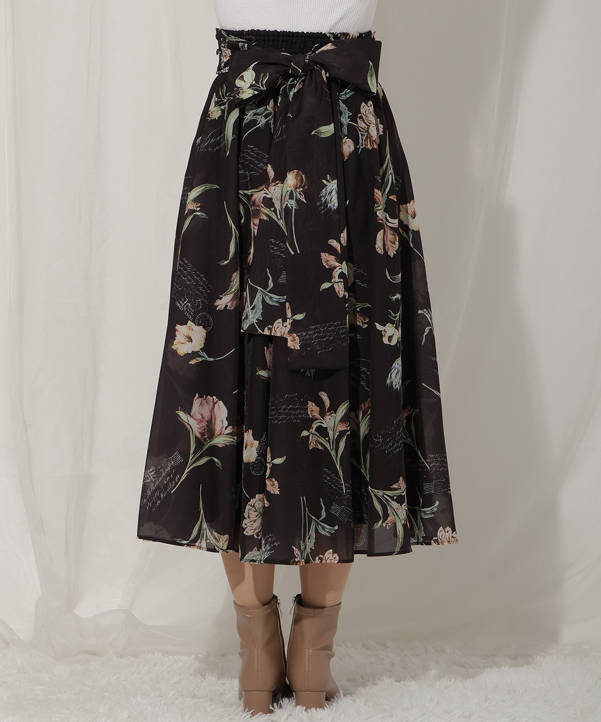 ビッグリボンシアーフラワースカート