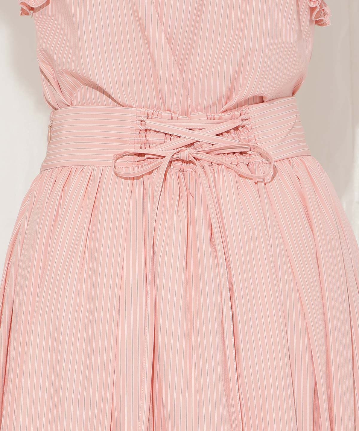 バックレースアップストライプスカート