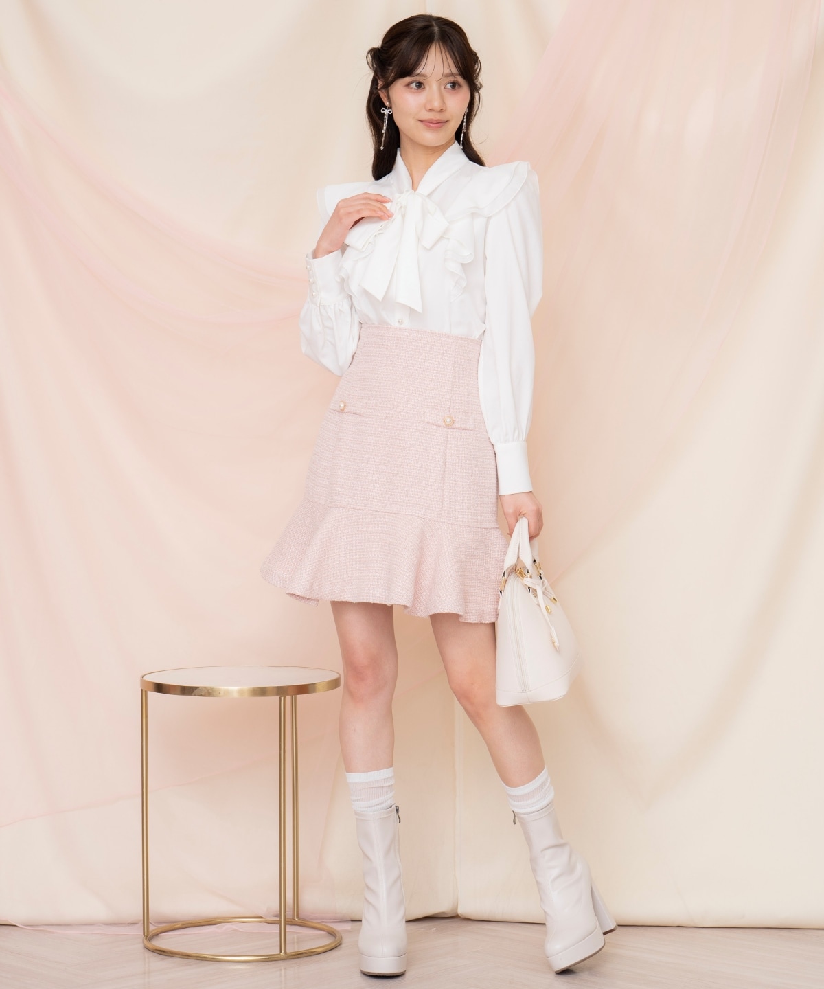 ラメツイードフレアミニスカート