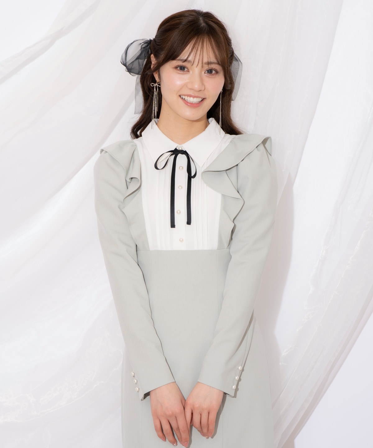 配色ヨークマーメイドワンピース