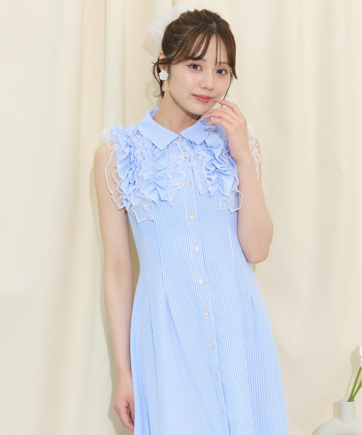 チュールフリルワンピース