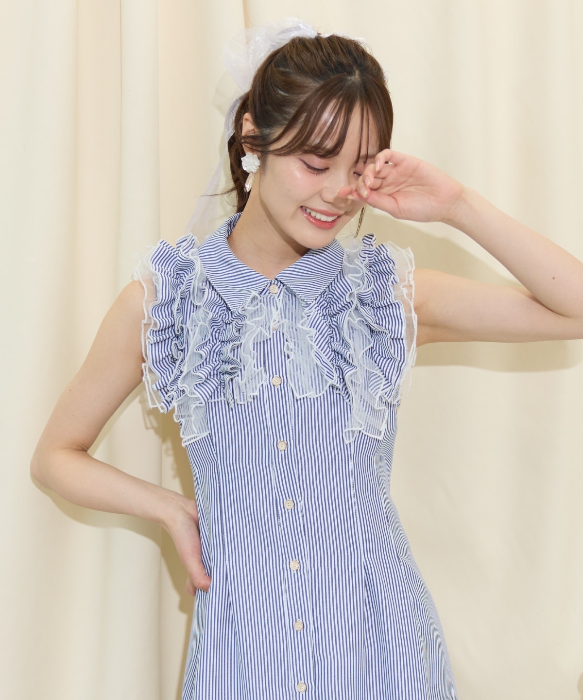 チュールフリルワンピース