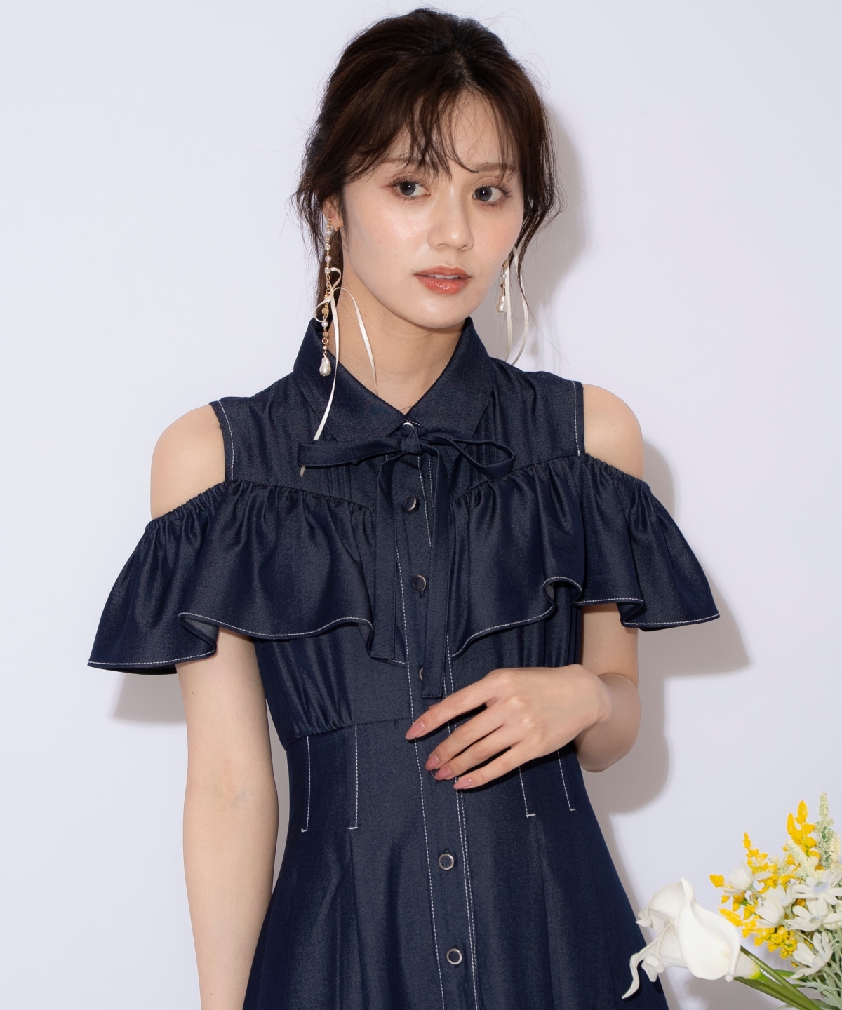 ２WAYスリーブストライプシャツワンピース