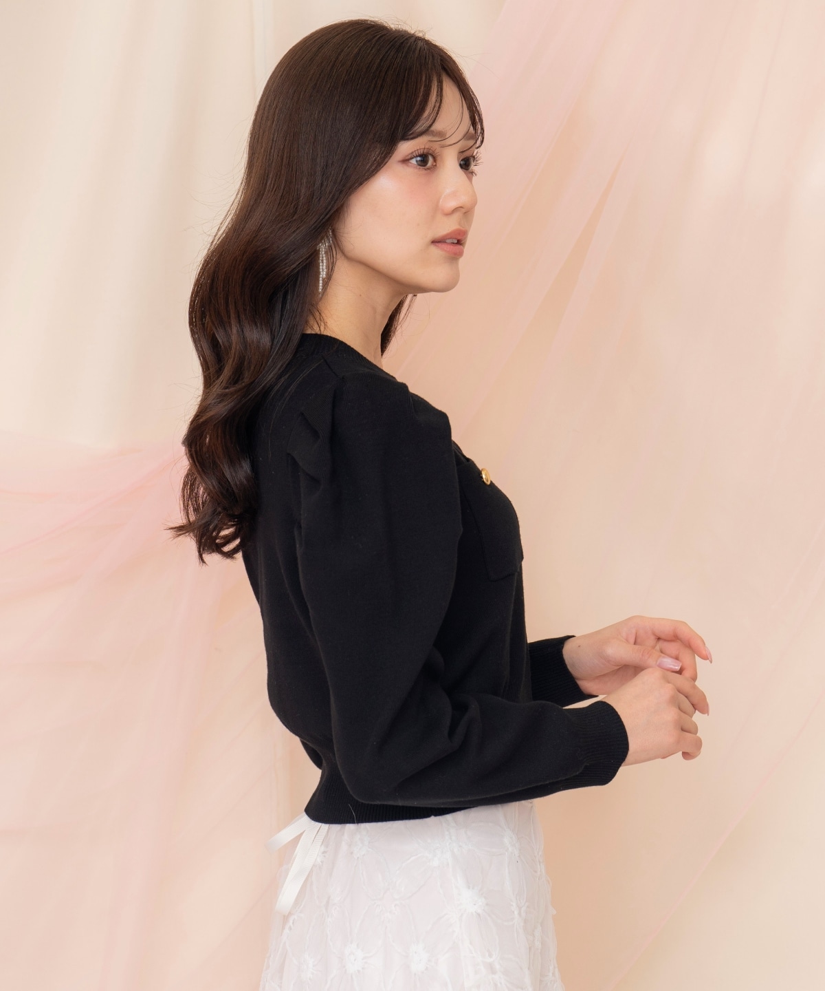 ポケットデザインタックスリーブカーディガン