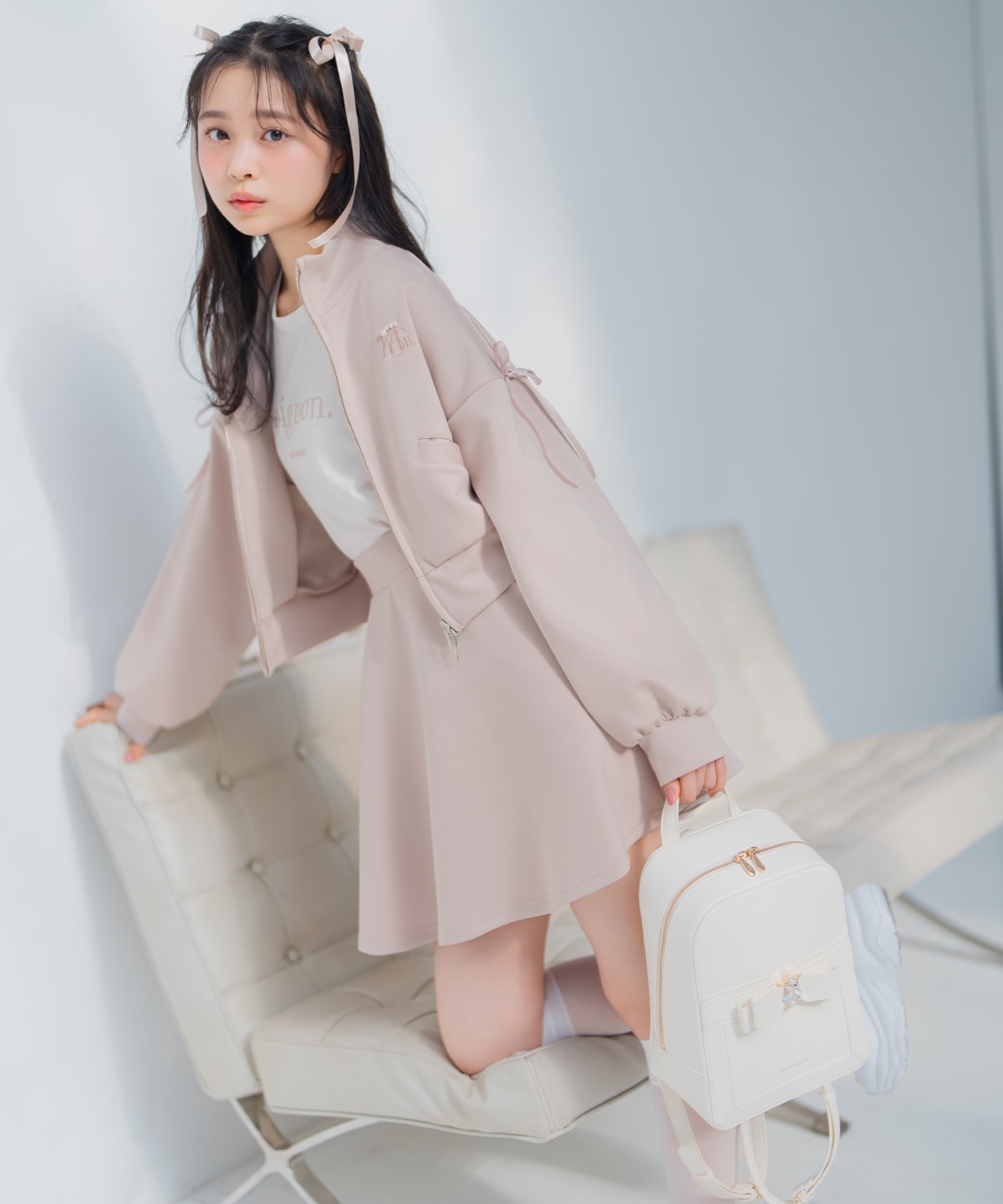 ロゴ刺繍リボントラックジャケット