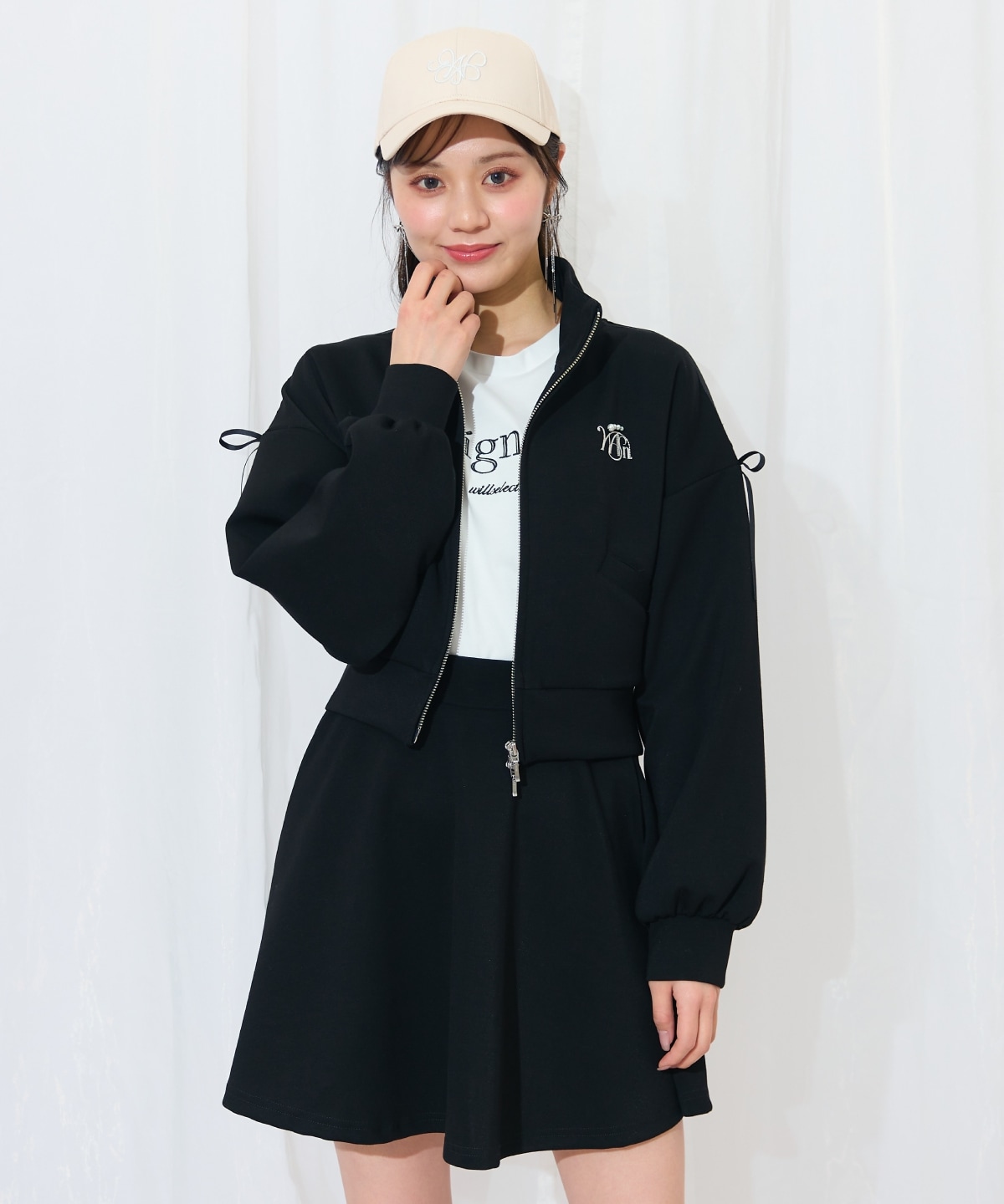 ロゴ刺繍リボントラックジャケット