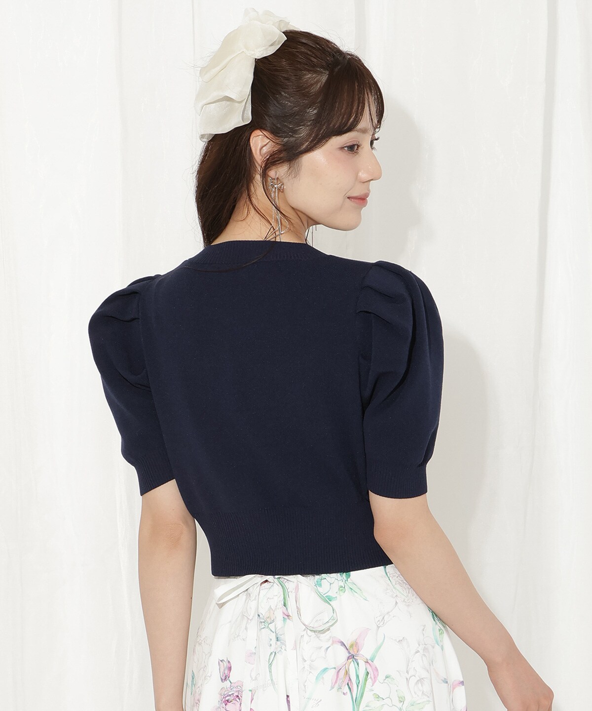 ポケットデザインパフカーディガン