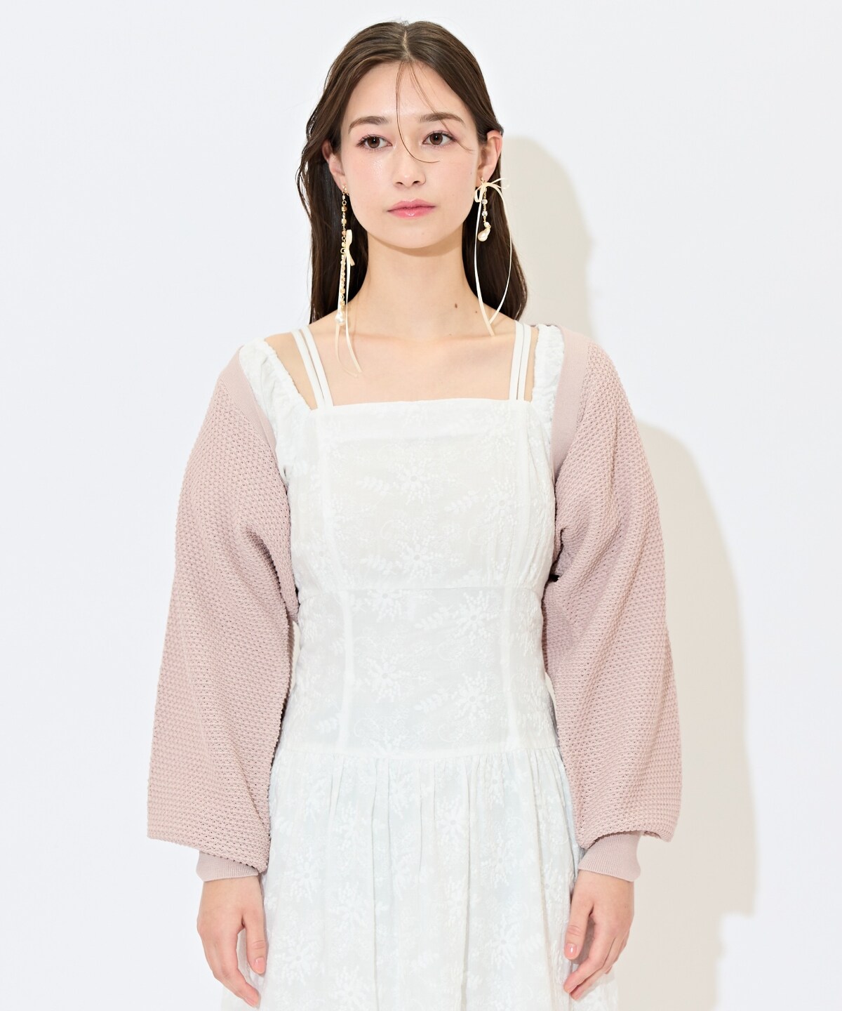 ショート丈柄編みボレロ