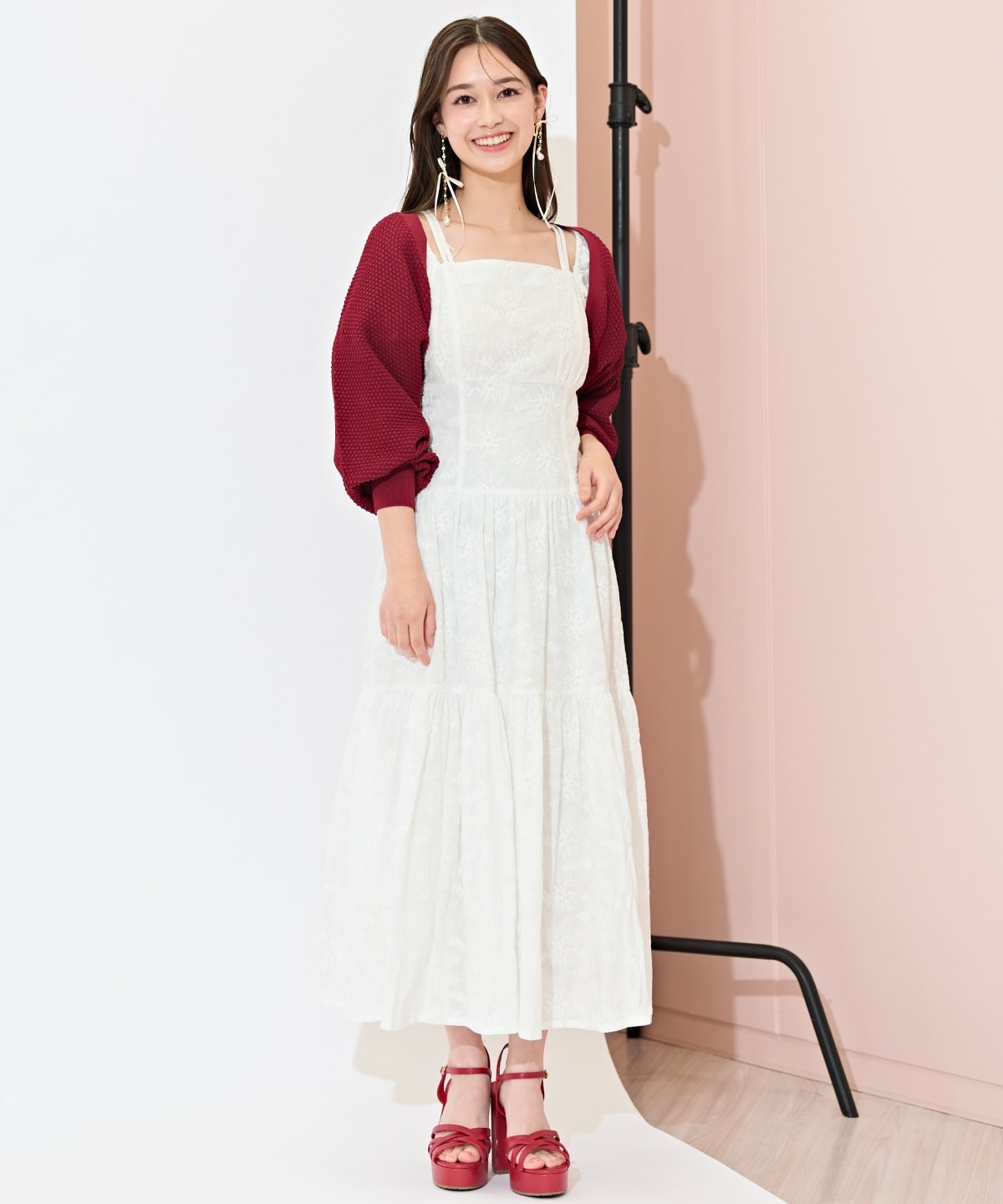 ショート丈柄編みボレロ