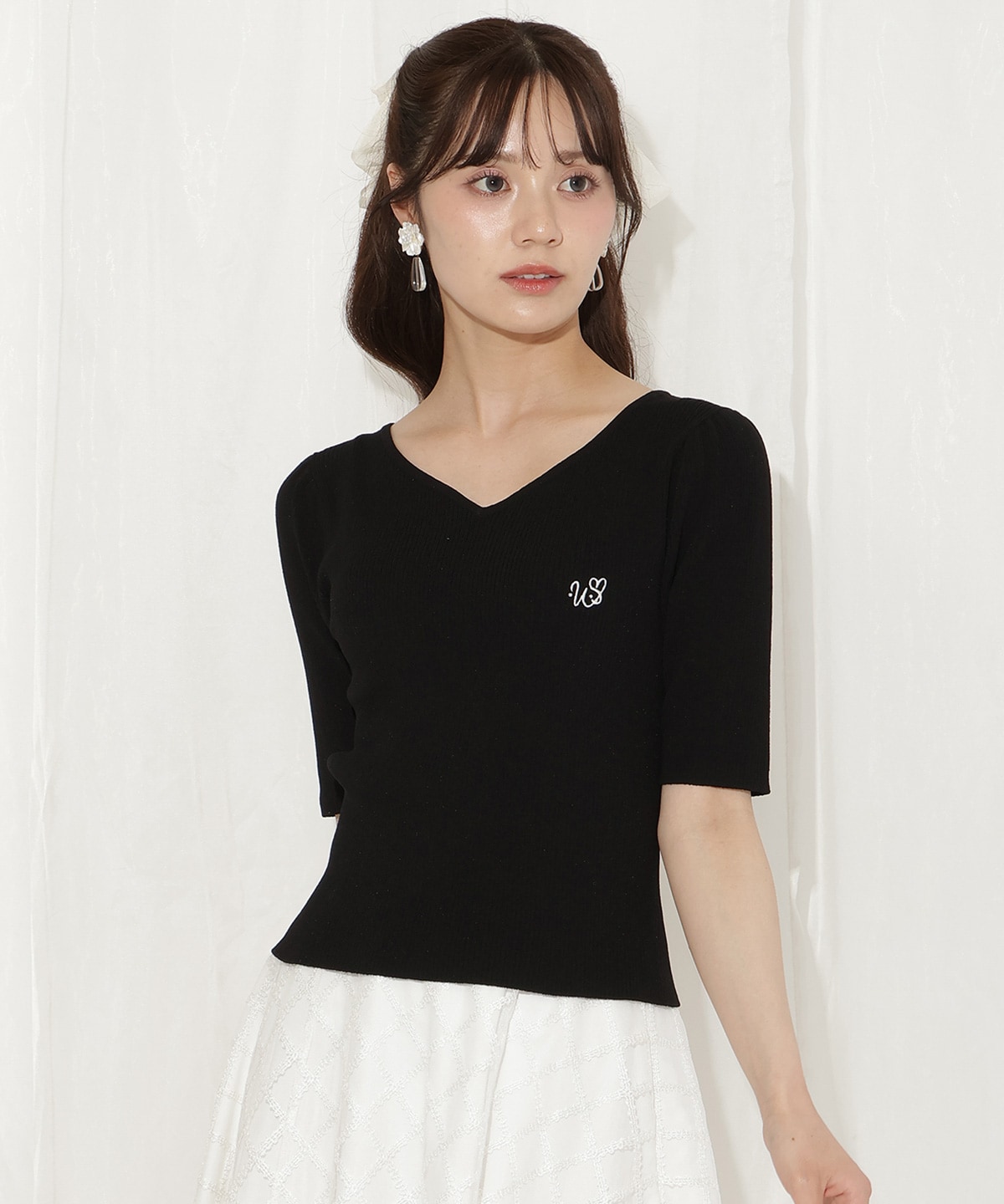 ハートネックニットプルオーバー