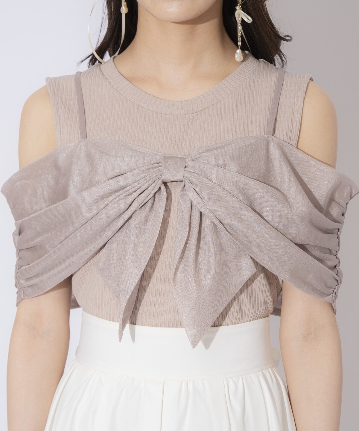 リボンレイヤードカットトップス